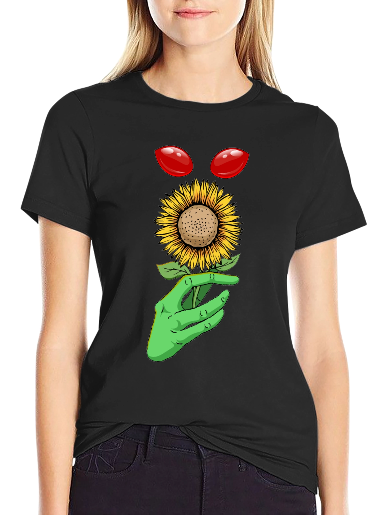 Alien Sunflower Graphic T-Shirt