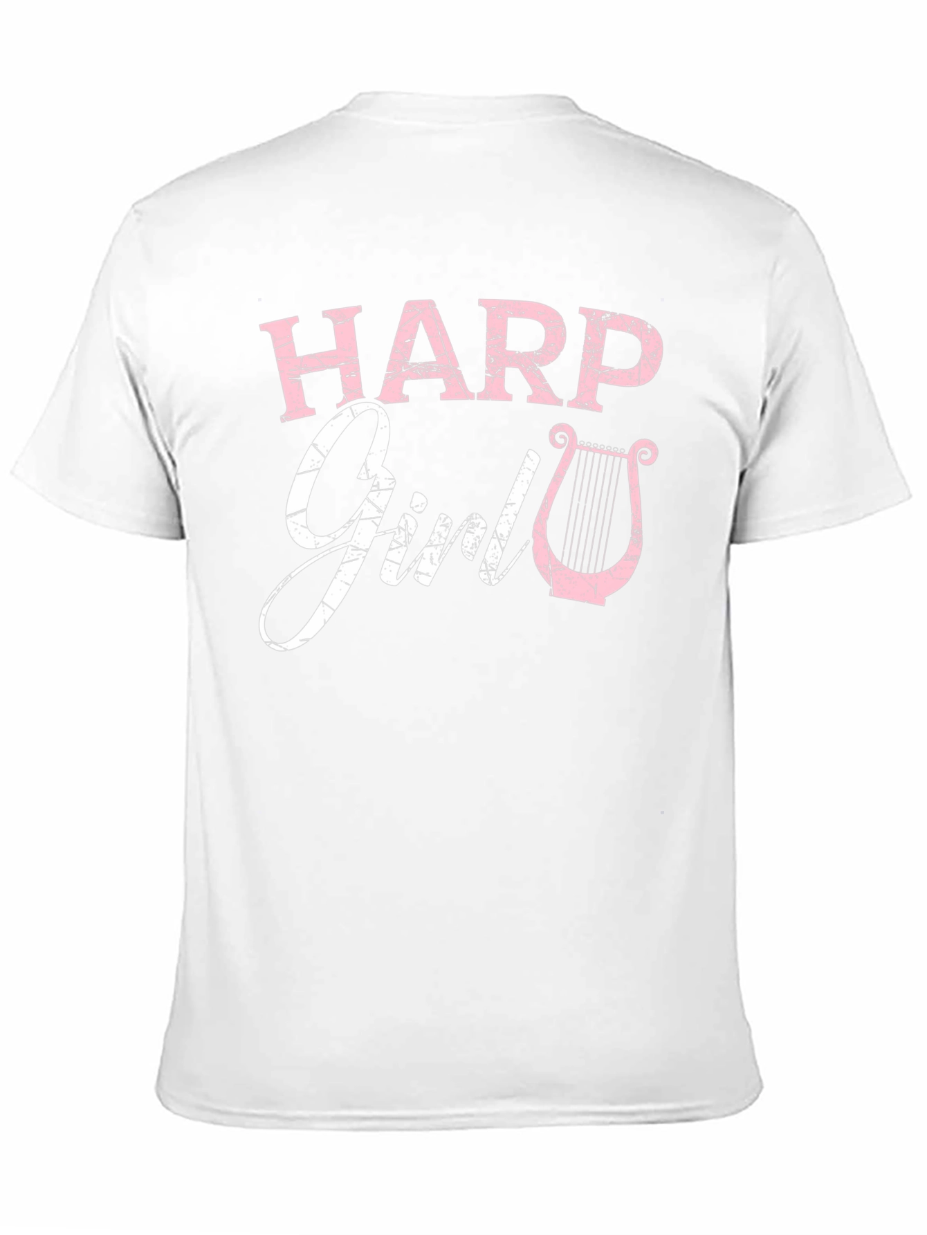 Harp Girl T-Shirt - Musician Tee - Pink Harp