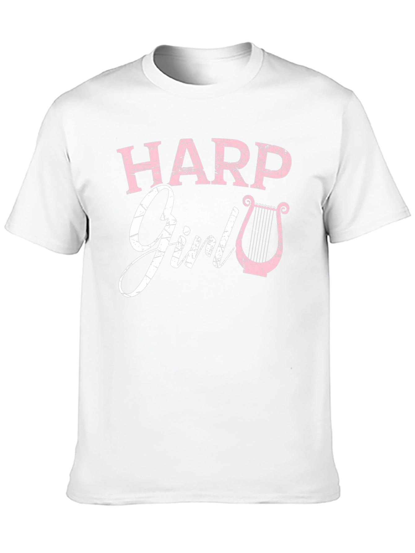 Harp Girl T-Shirt - Musician Tee - Pink Harp