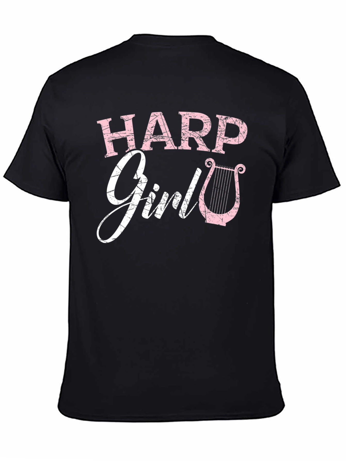 Harp Girl T-Shirt - Musician Tee - Pink Harp