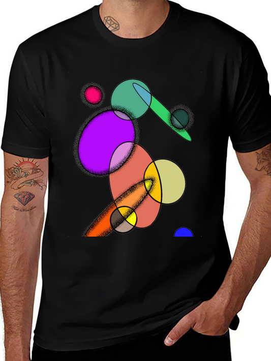 Abstract Circles Graphic Black T-Shirt