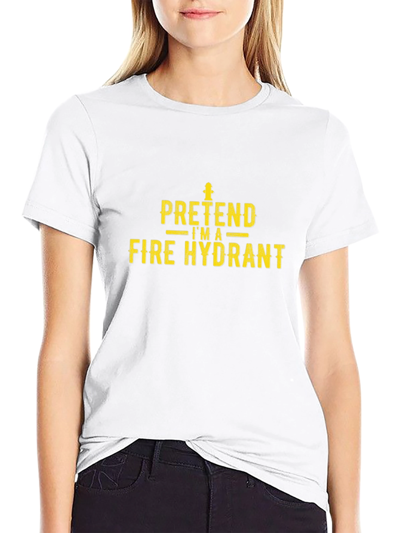 Pretend Im A Fire Hydrant Funny Black T-Shirt