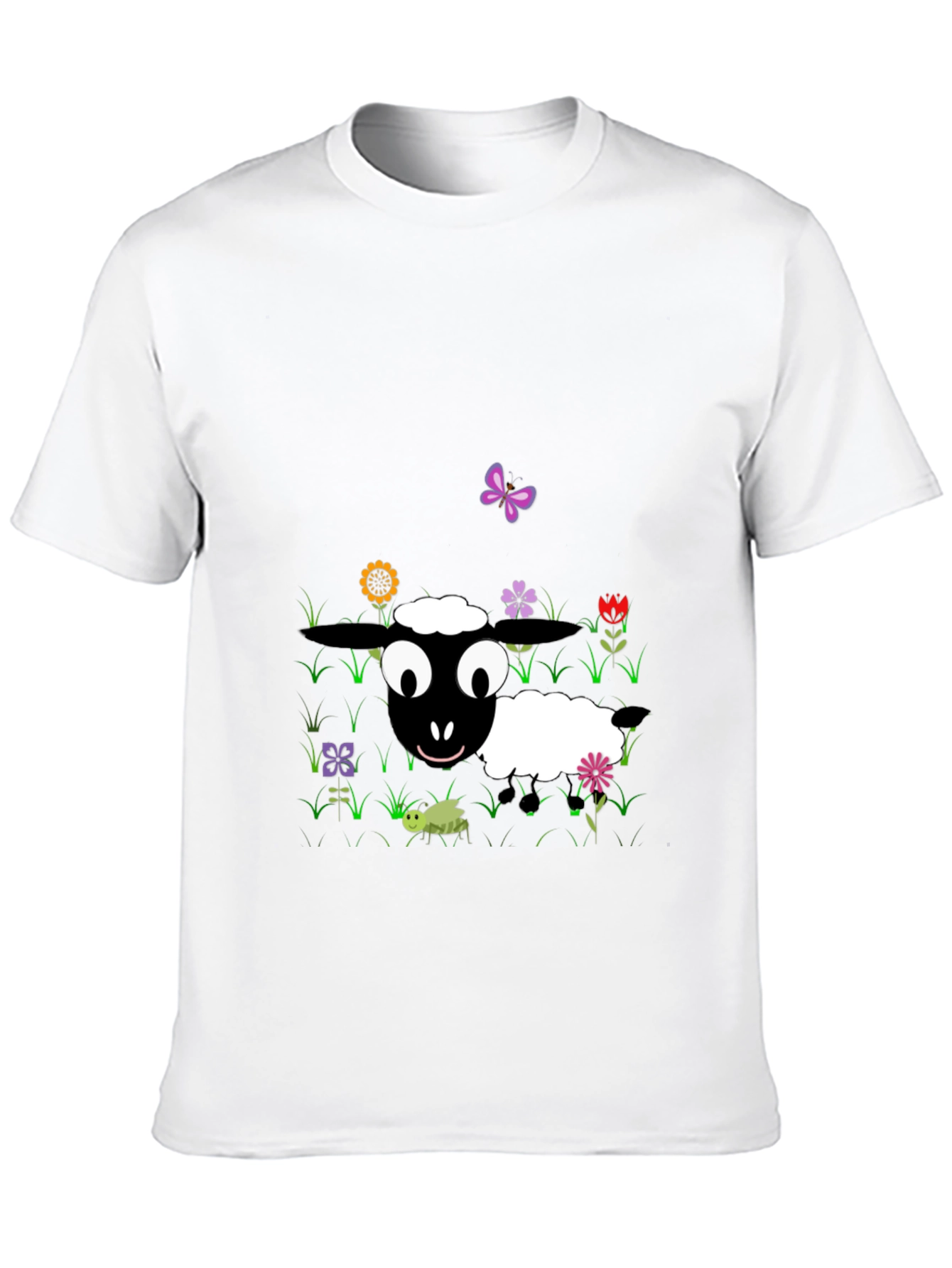 Cartoon Sheep Graphic Tee - Black
