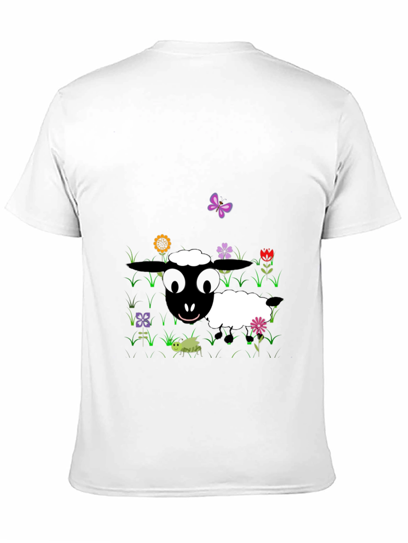 Cartoon Sheep Graphic Tee - Black