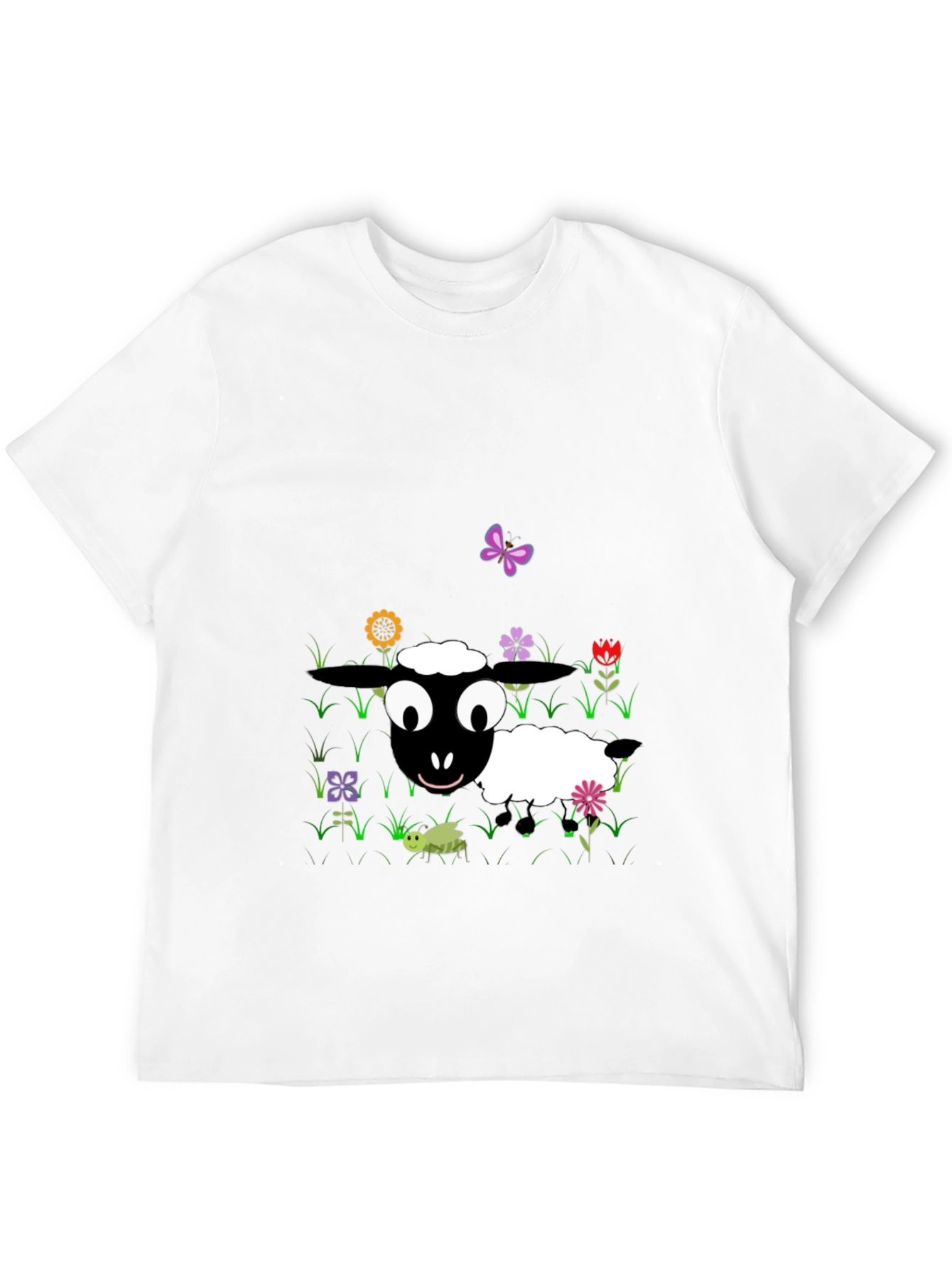 Cartoon Sheep Graphic Tee - Black