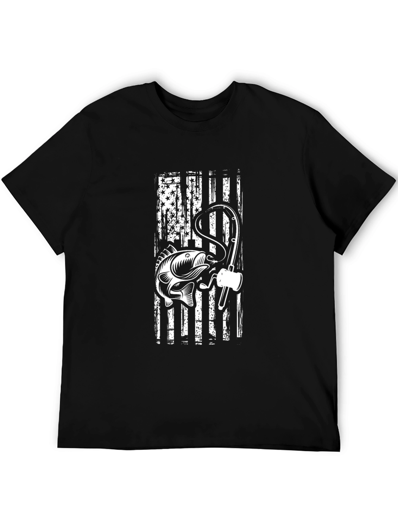 Fishing USA Flag Graphic Tee - Patriotic Angler Shirt