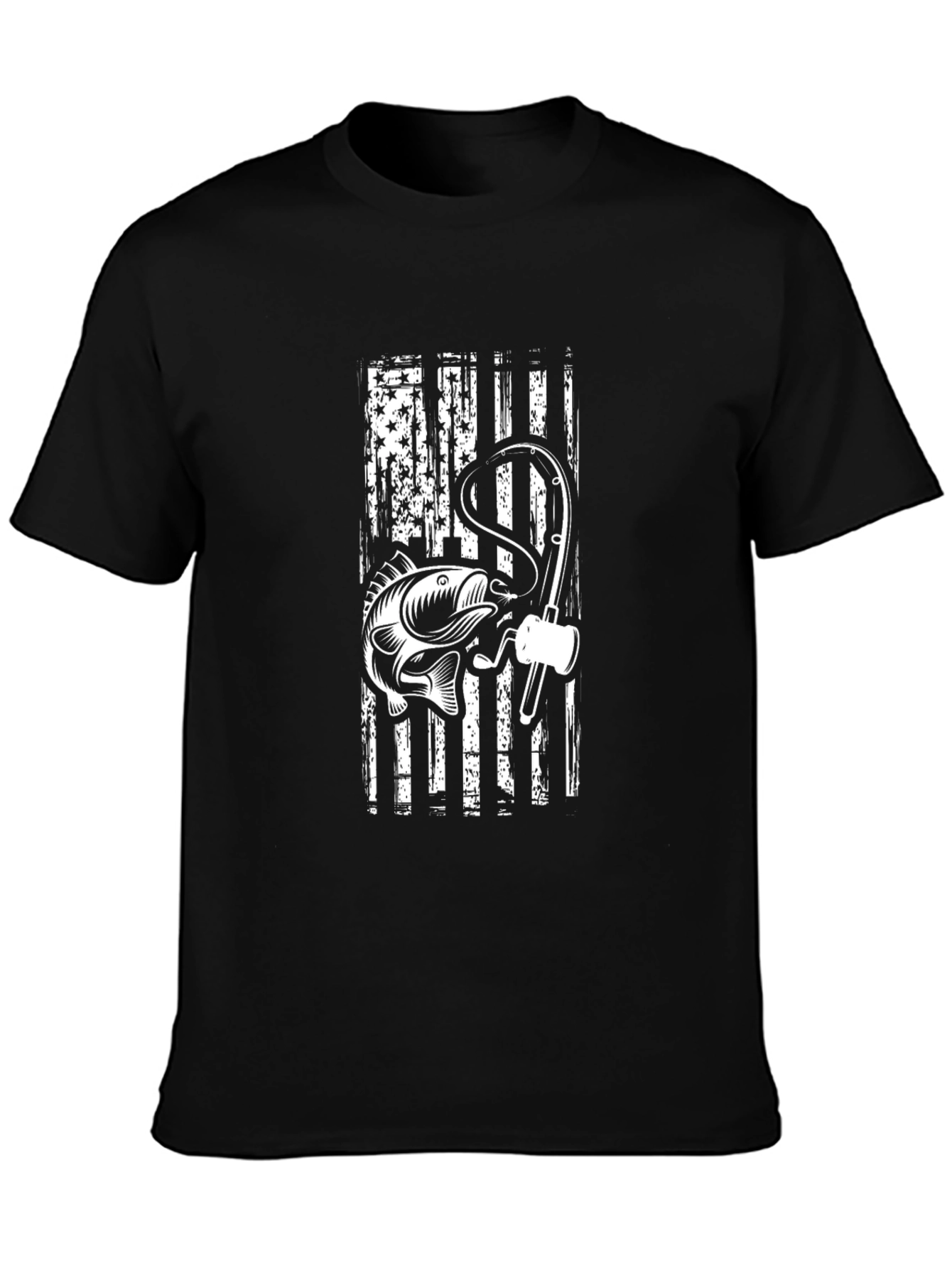 Fishing USA Flag Graphic Tee - Patriotic Angler Shirt