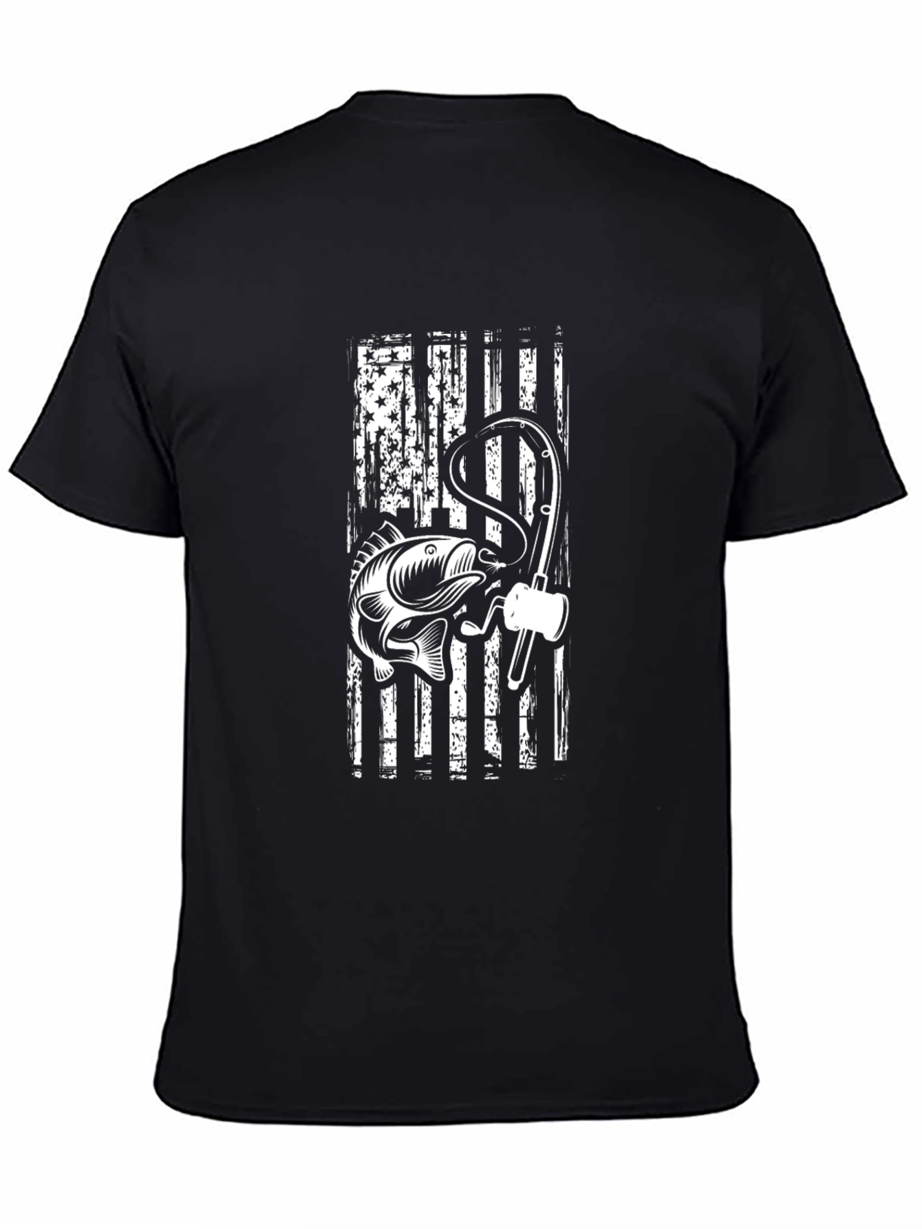 Fishing USA Flag Graphic Tee - Patriotic Angler Shirt