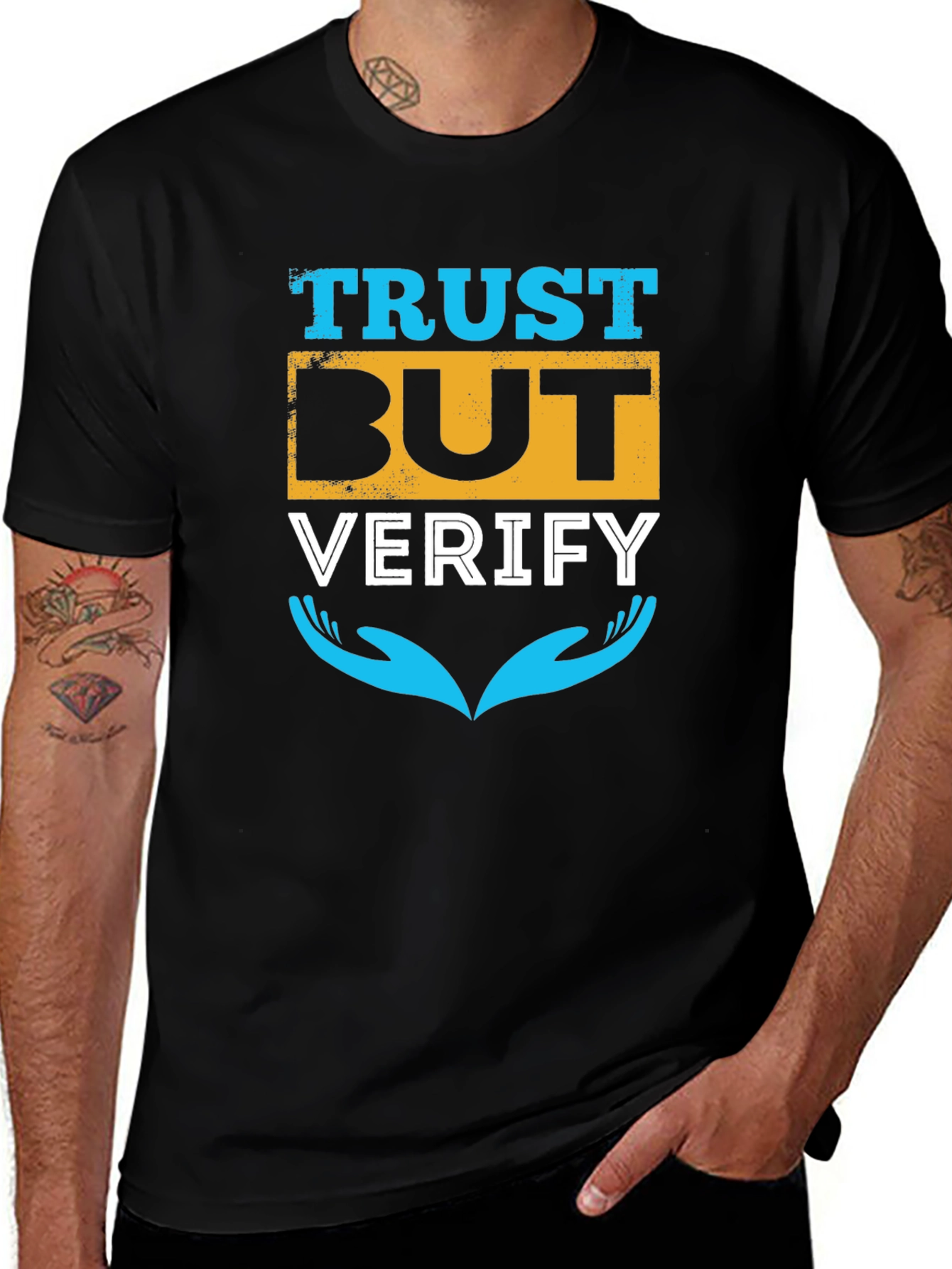Trust But Verify Black Graphic T-Shirt