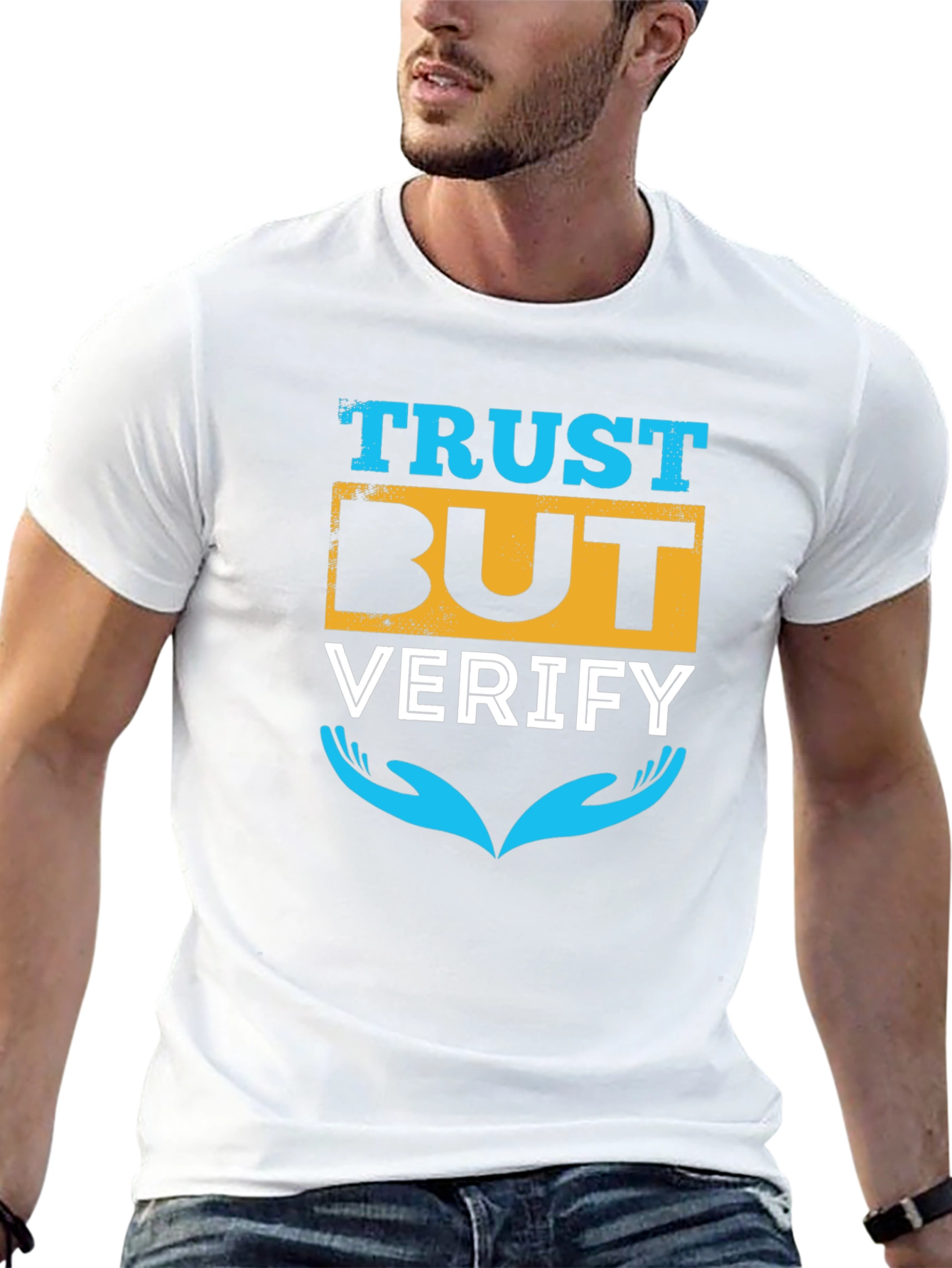 Trust But Verify Black Graphic T-Shirt
