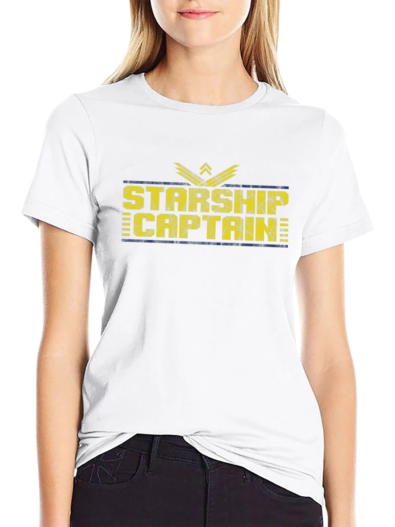 Starship Captain Black Graphic T-Shirt