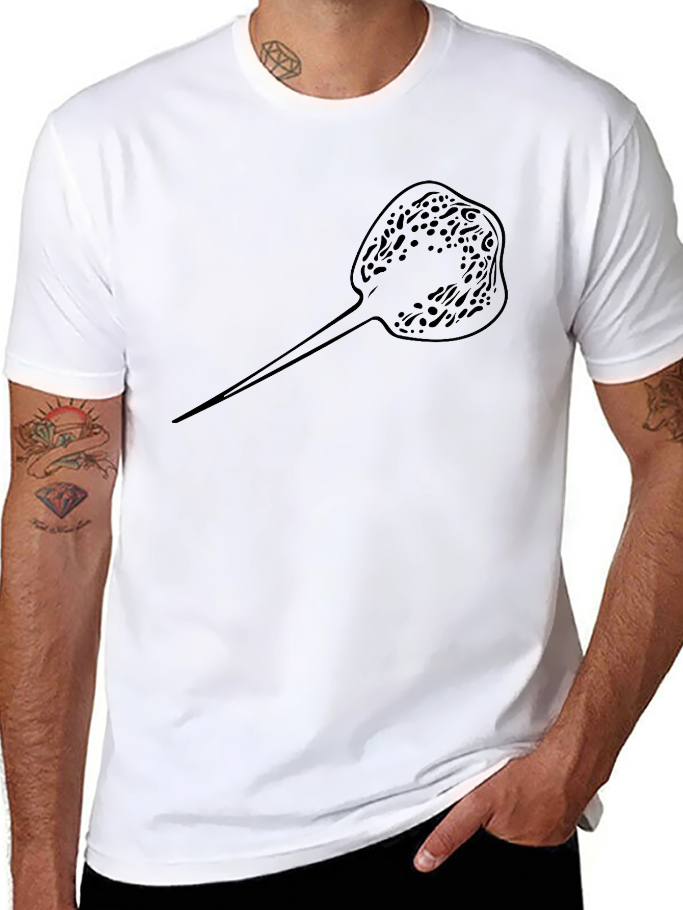 Stingray Graphic Tee - Black Cotton Casual T-Shirt