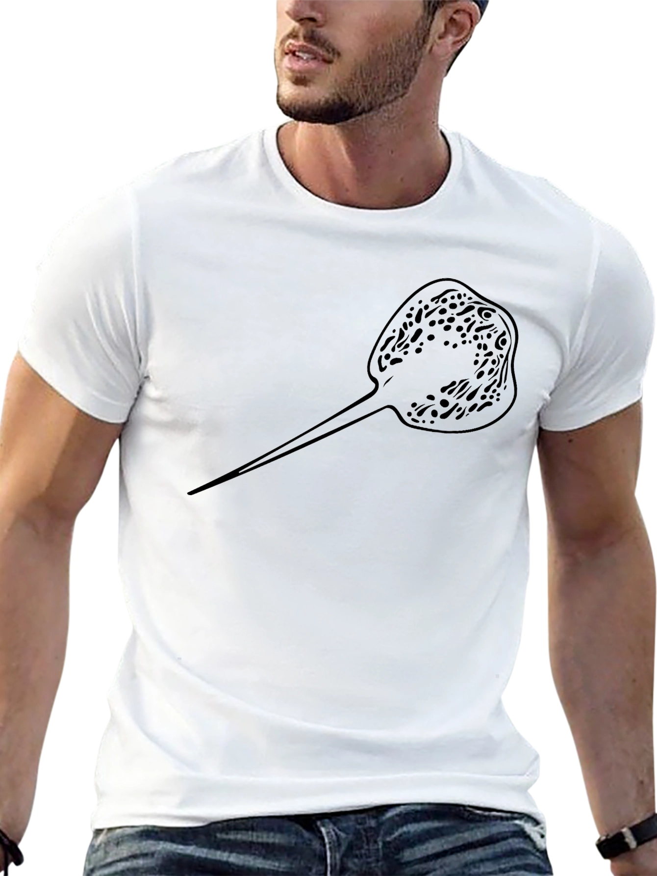 Stingray Graphic Tee - Black Cotton Casual T-Shirt