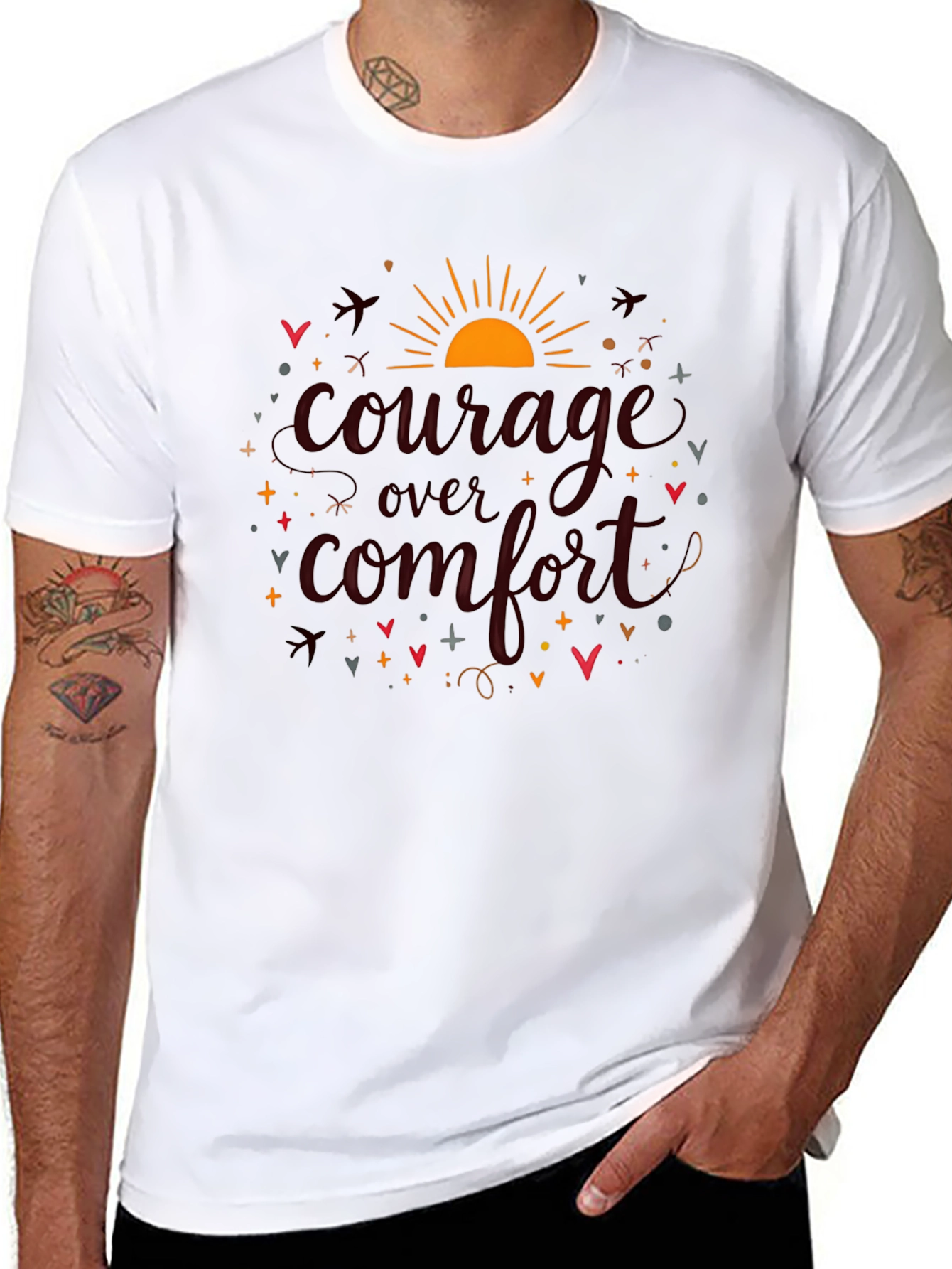 Courage Over Comfort Graphic Black T-Shirt