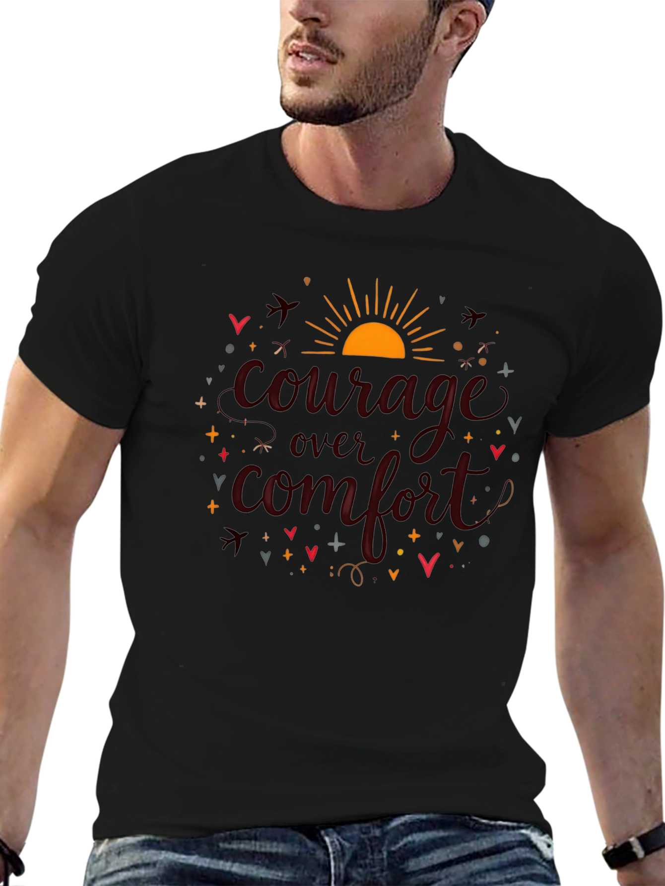 Courage Over Comfort Graphic Black T-Shirt