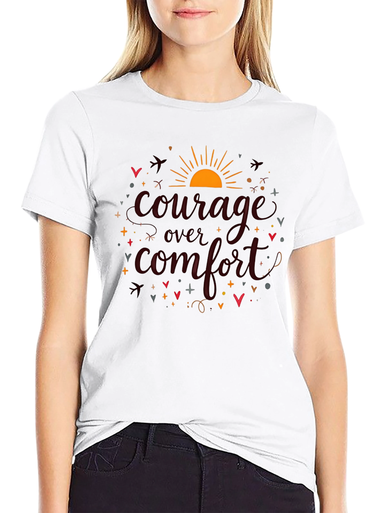 Courage Over Comfort Graphic Black T-Shirt
