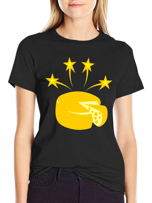 Cheese & Stars Graphic T-Shirt - Black Fun Novelty Tee