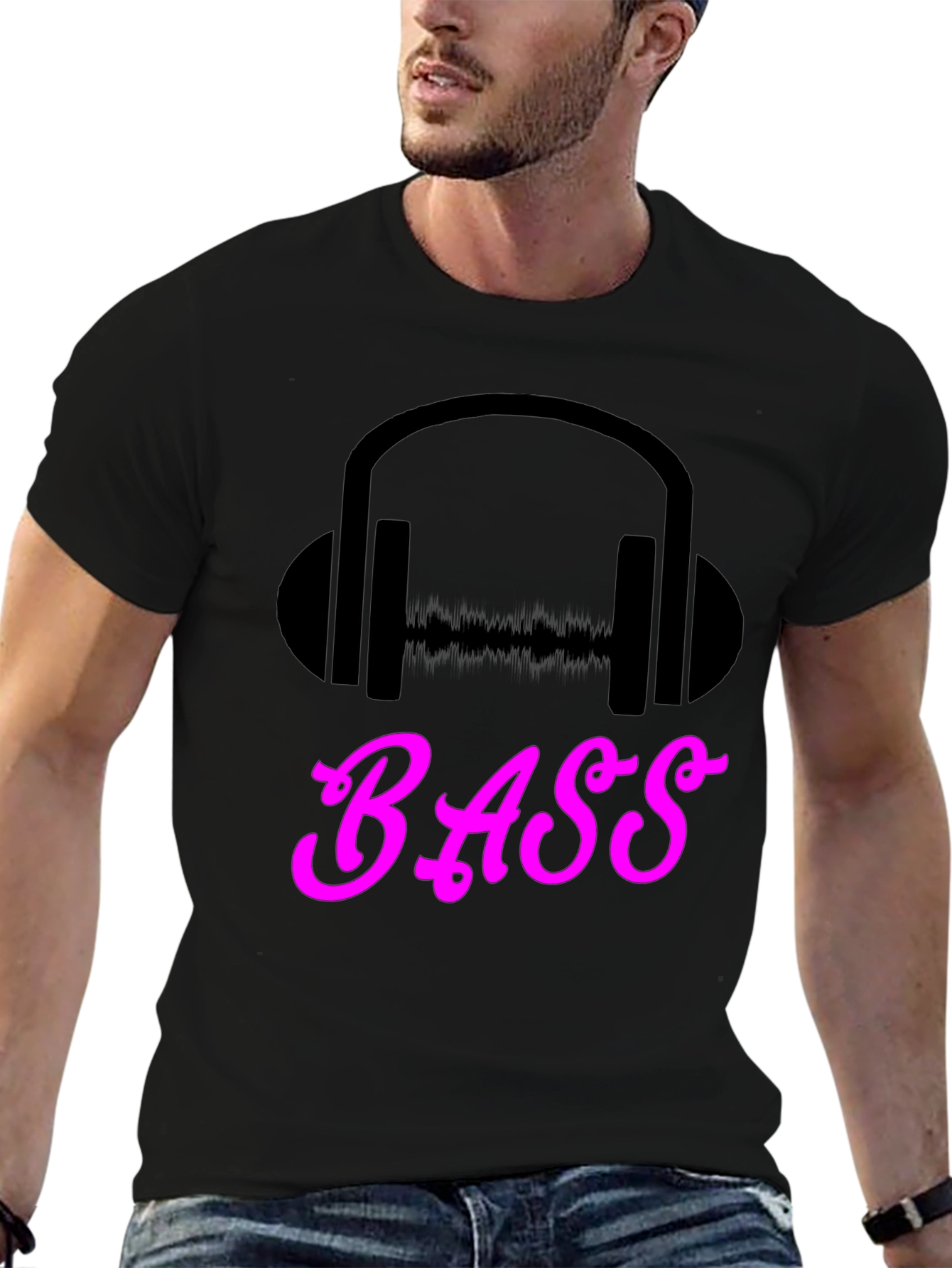 Bass Headphones Graphic Tee - Black