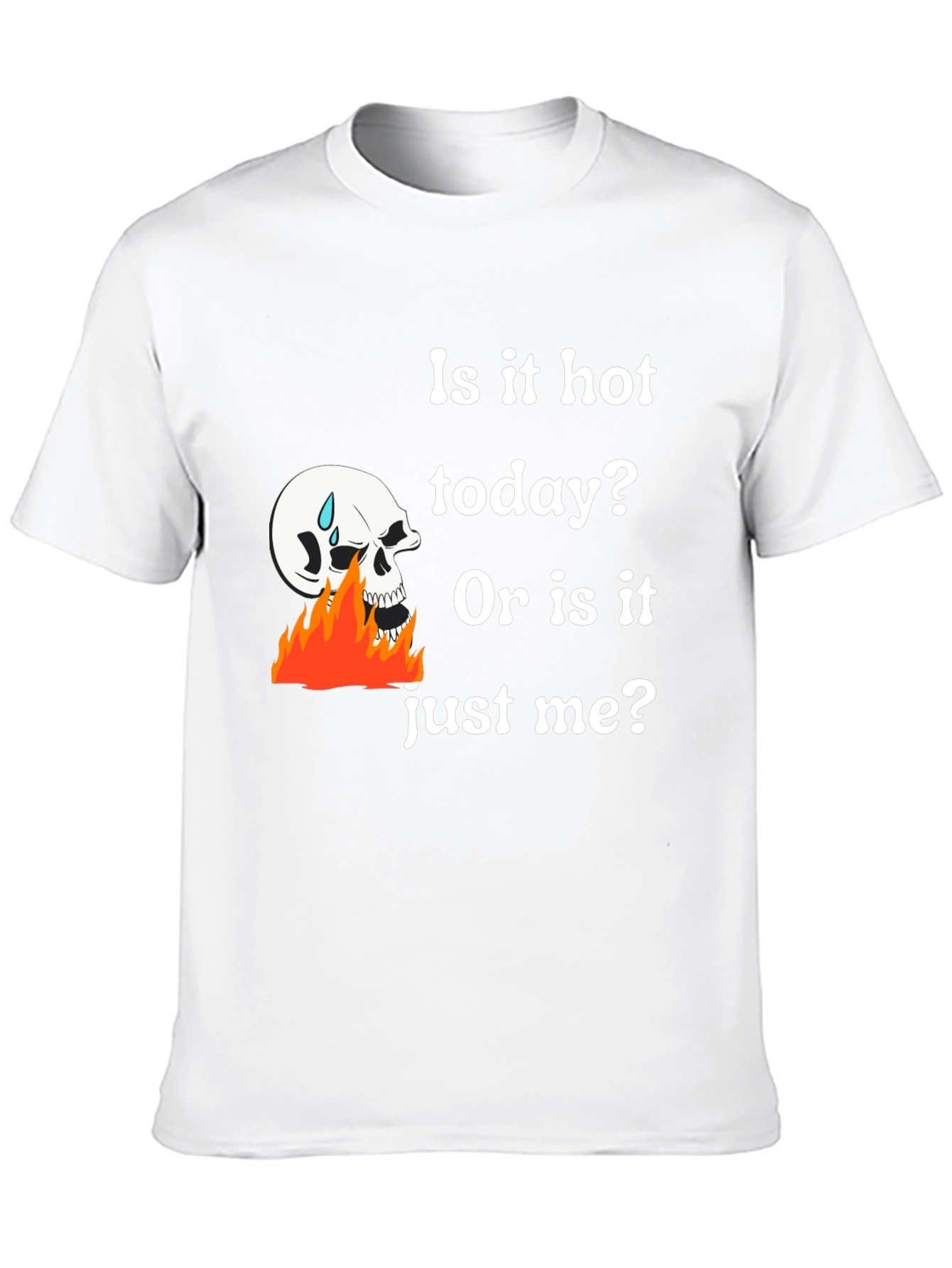 Humorous Skull on Fire Graphic T-Shirt