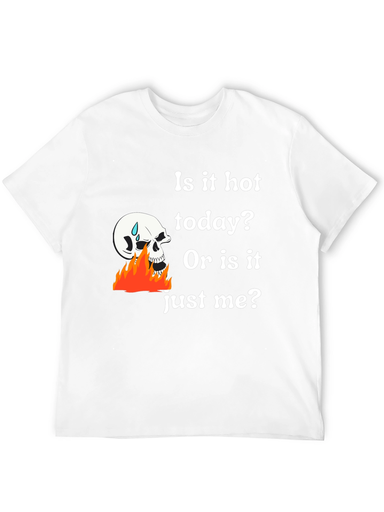 Humorous Skull on Fire Graphic T-Shirt