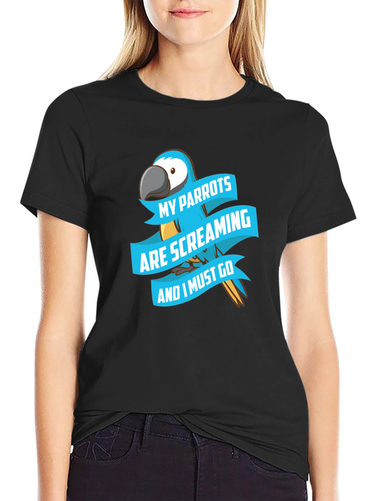 Parrot Lover T-Shirt - Screaming Parrots Graphic Tee