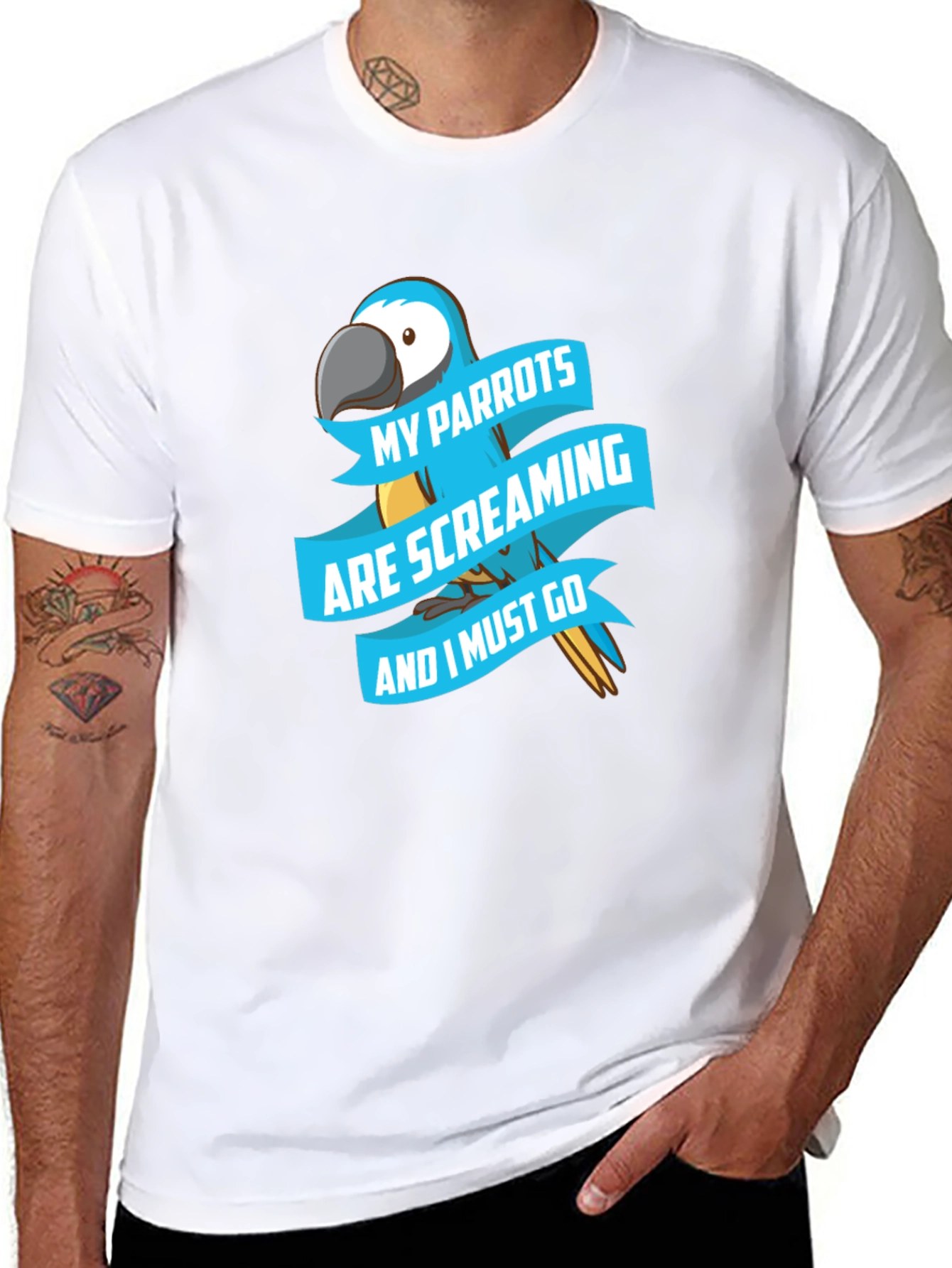 Parrot Lover T-Shirt - Screaming Parrots Graphic Tee