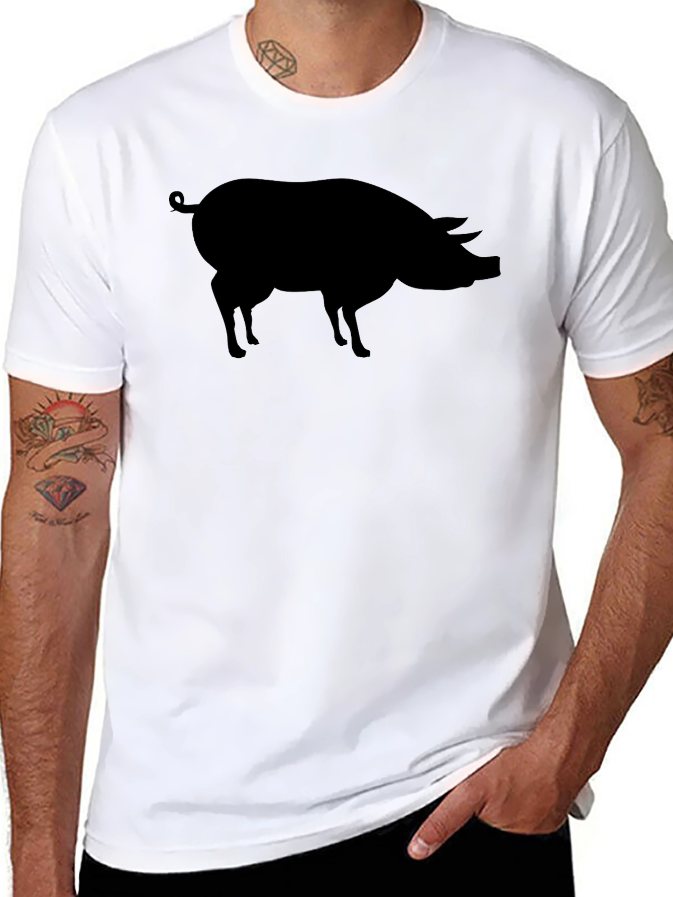 Black Pig Silhouette T-Shirt - Casual Style