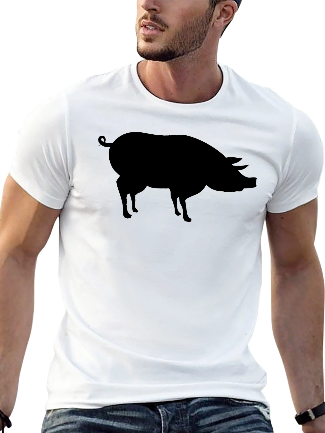 Black Pig Silhouette T-Shirt - Casual Style