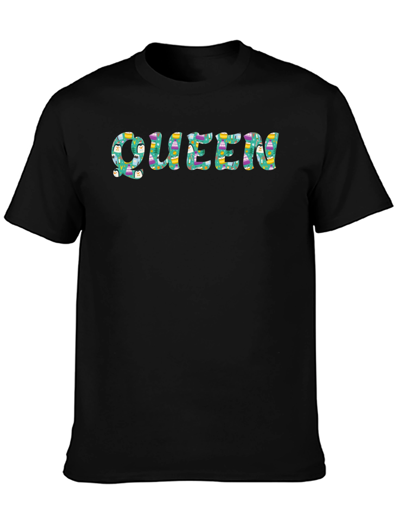 Queen Easter Pattern Black T-Shirt