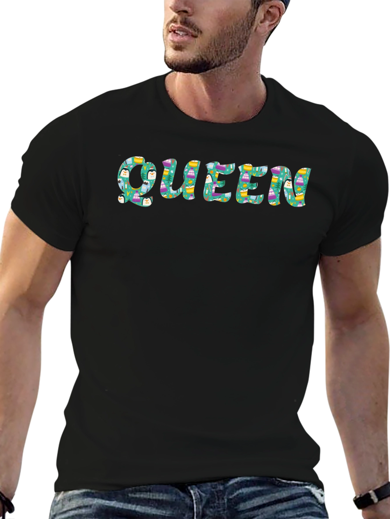 Queen Easter Pattern Black T-Shirt