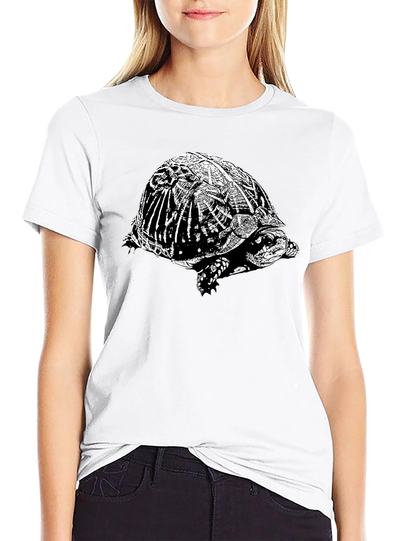 Turtle Graphic T-Shirt - Black Crew Neck Tee