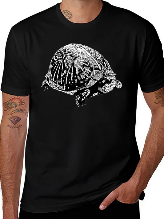 Turtle Graphic T-Shirt - Black Crew Neck Tee
