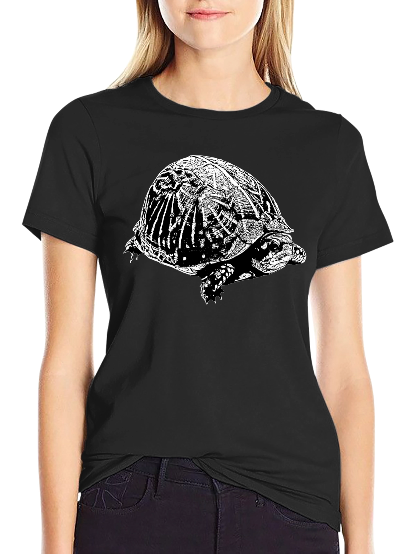 Turtle Graphic T-Shirt - Black Crew Neck Tee