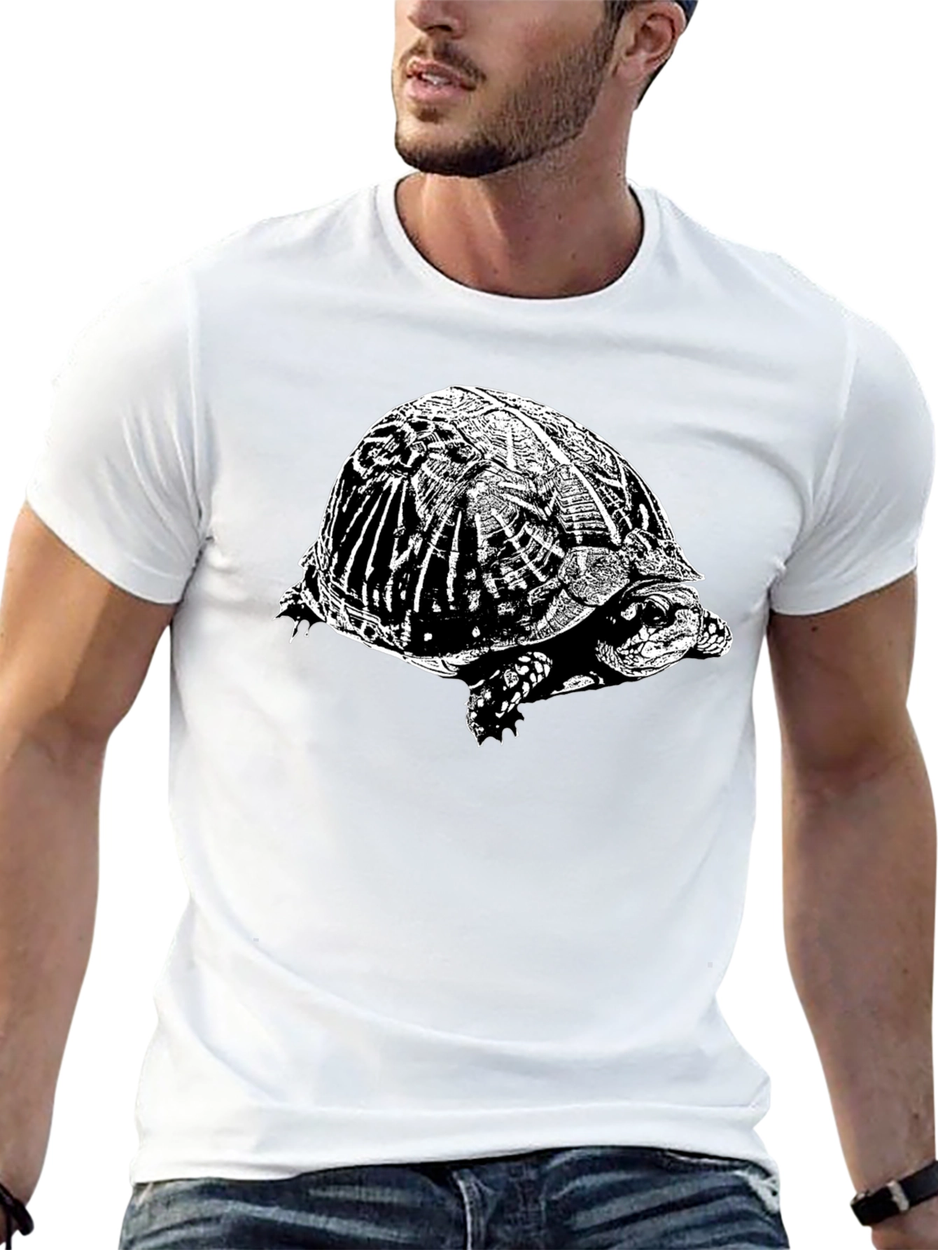Turtle Graphic T-Shirt - Black Crew Neck Tee
