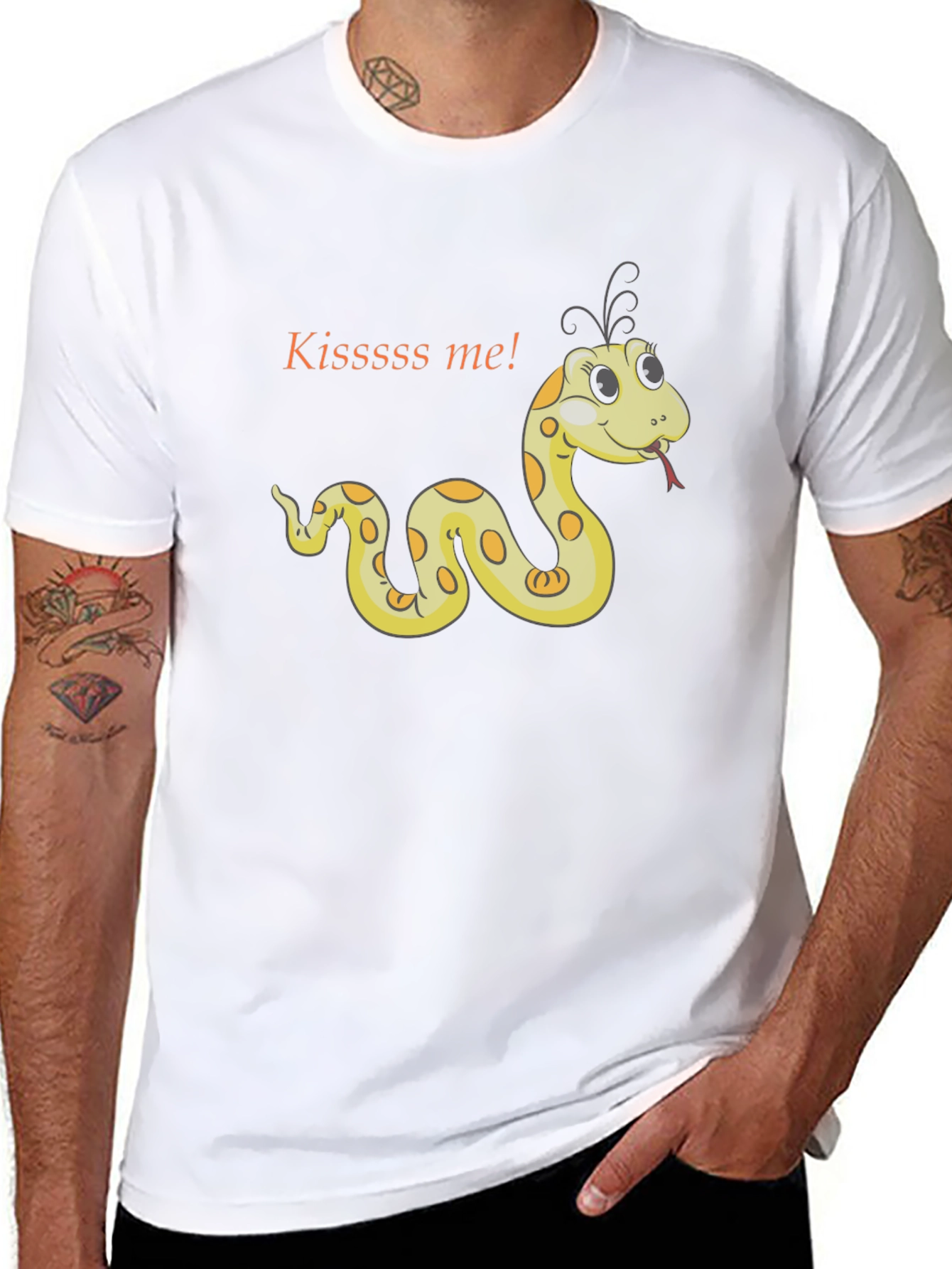 Kiss Me Snake T-Shirt - Black Cotton Tee