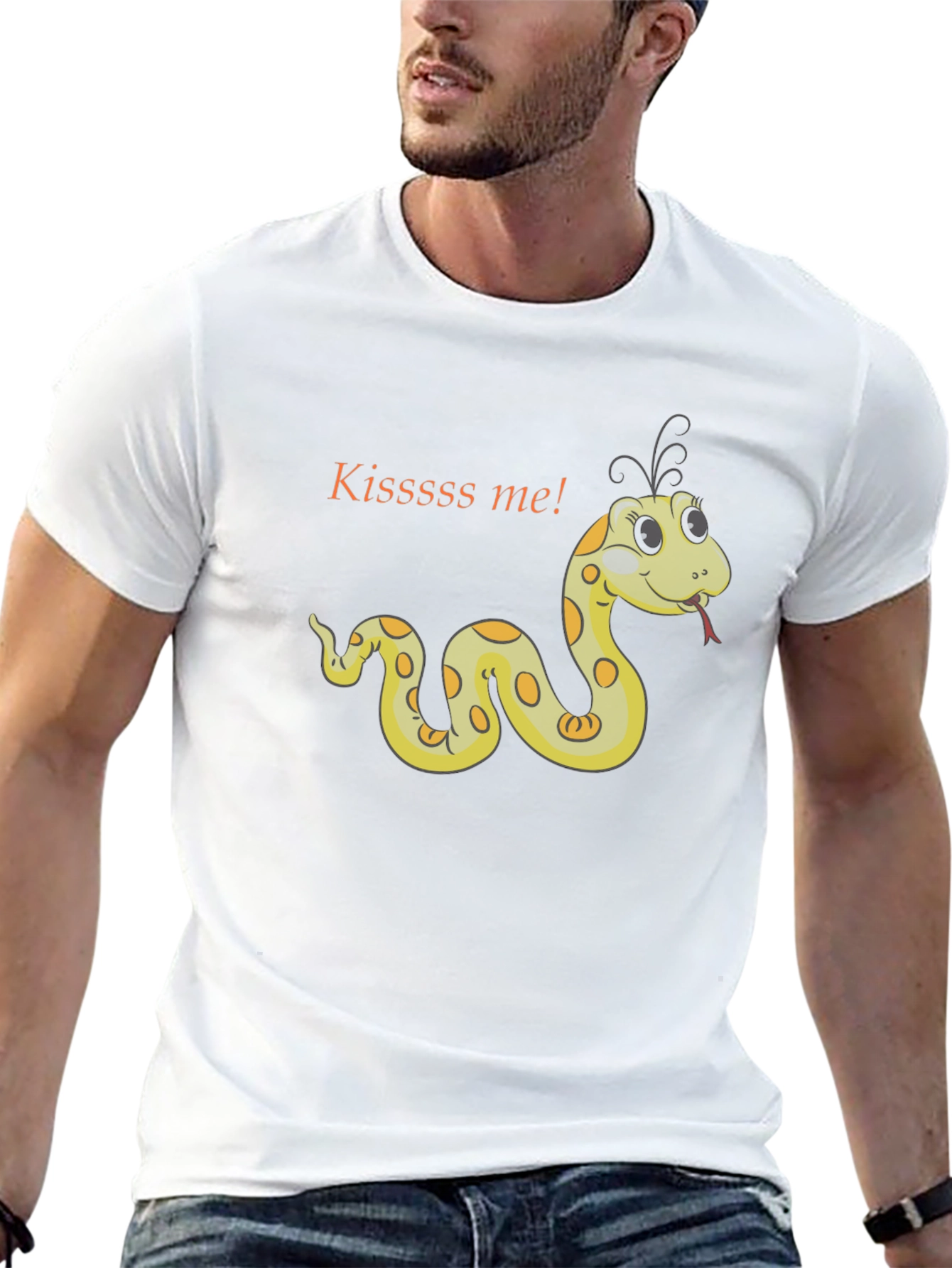Kiss Me Snake T-Shirt - Black Cotton Tee