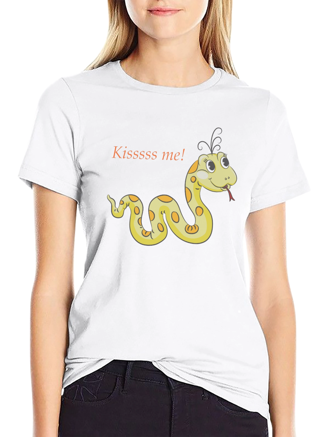 Kiss Me Snake T-Shirt - Black Cotton Tee