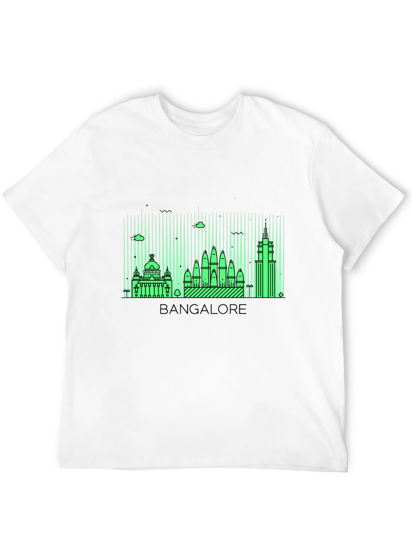Bangalore Skyline Graphic Print Black T-Shirt