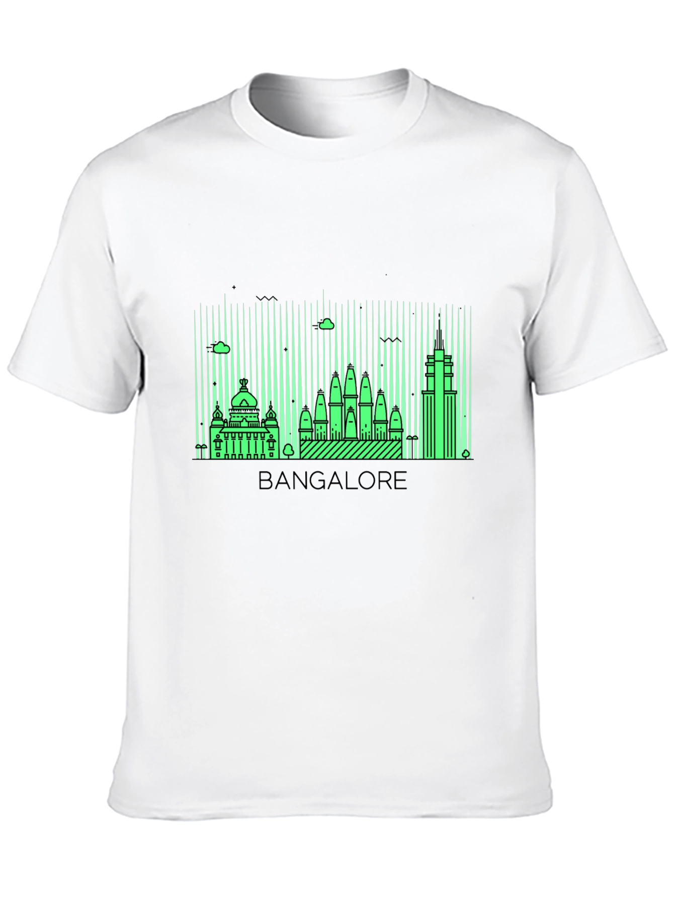 Bangalore Skyline Graphic Print Black T-Shirt
