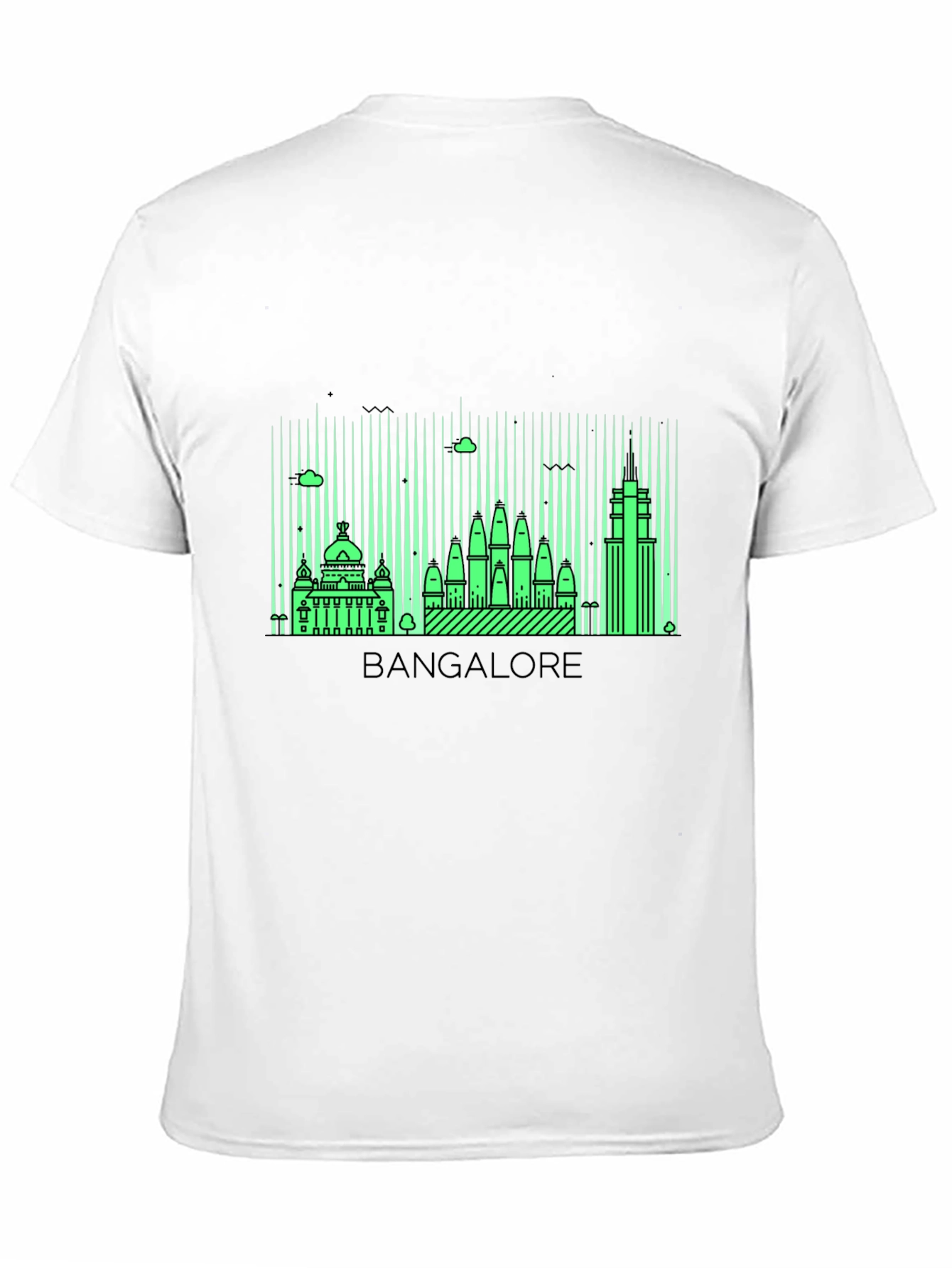 Bangalore Skyline Graphic Print Black T-Shirt