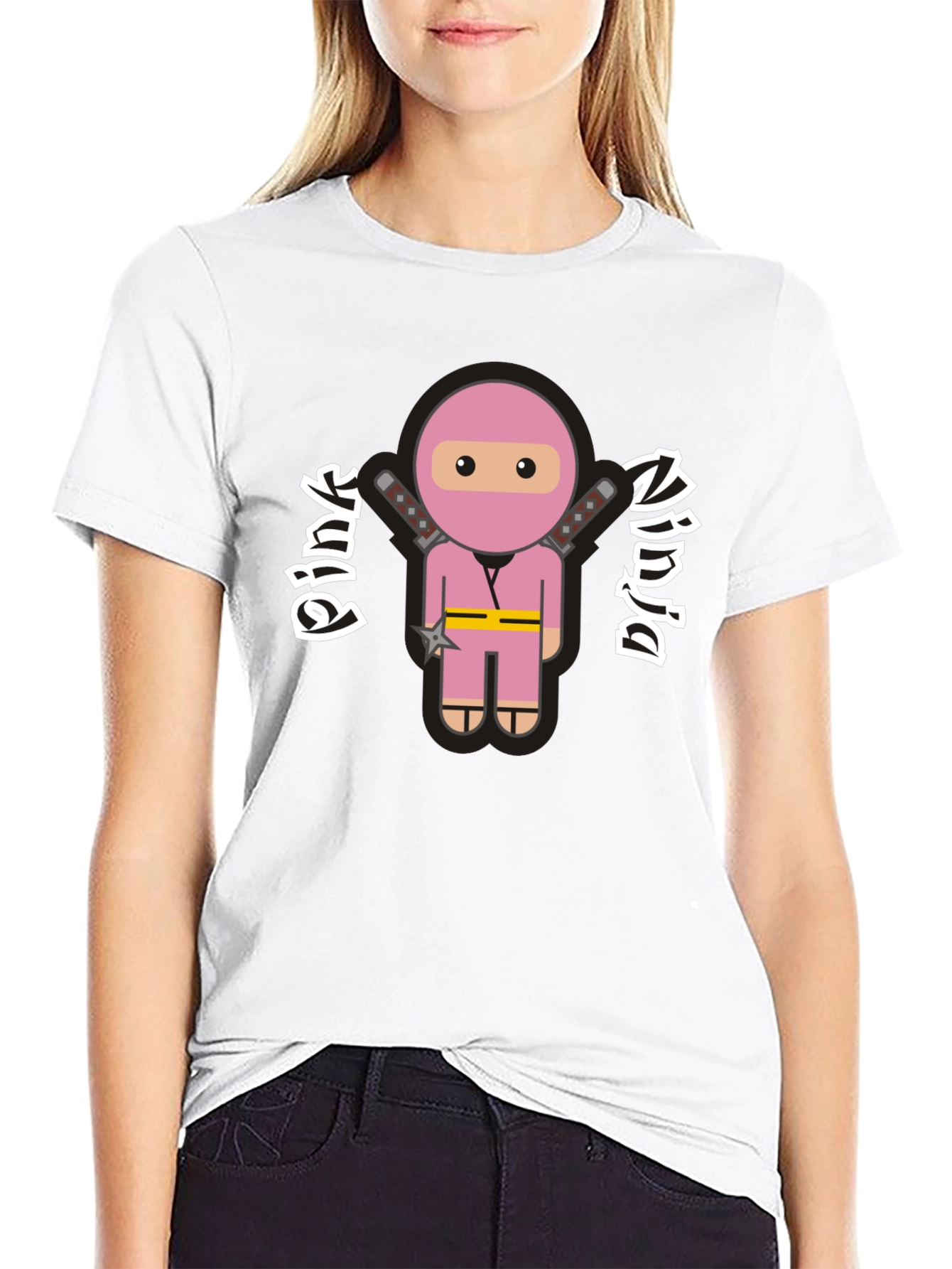 Pink Ninja Graphic T-Shirt - Funny Cartoon Tee
