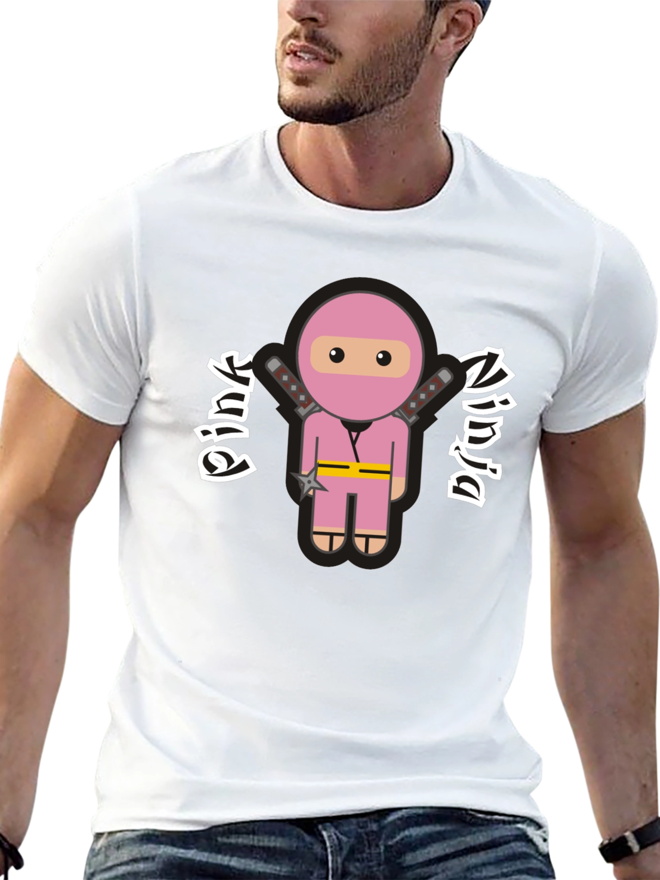 Pink Ninja Graphic T-Shirt - Funny Cartoon Tee