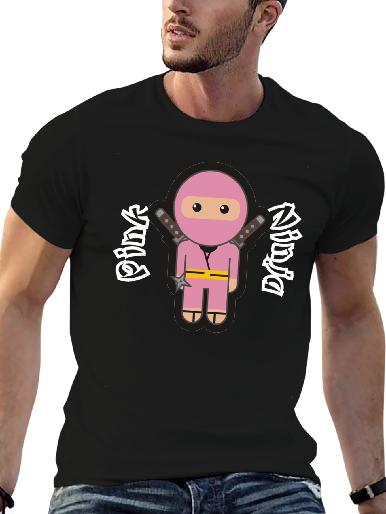 Pink Ninja Graphic T-Shirt - Funny Cartoon Tee