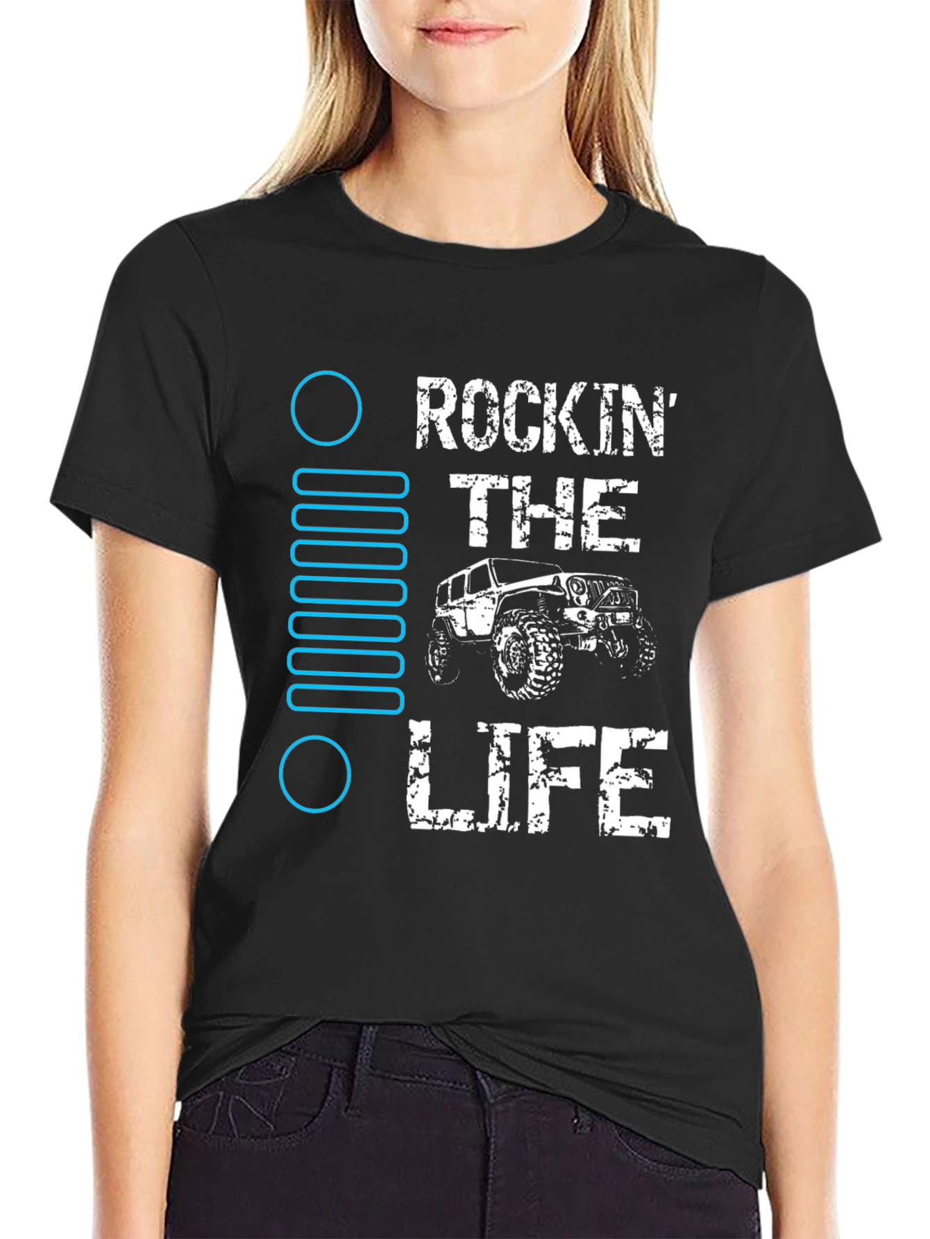 Rockin the Life Black Jeep T-Shirt