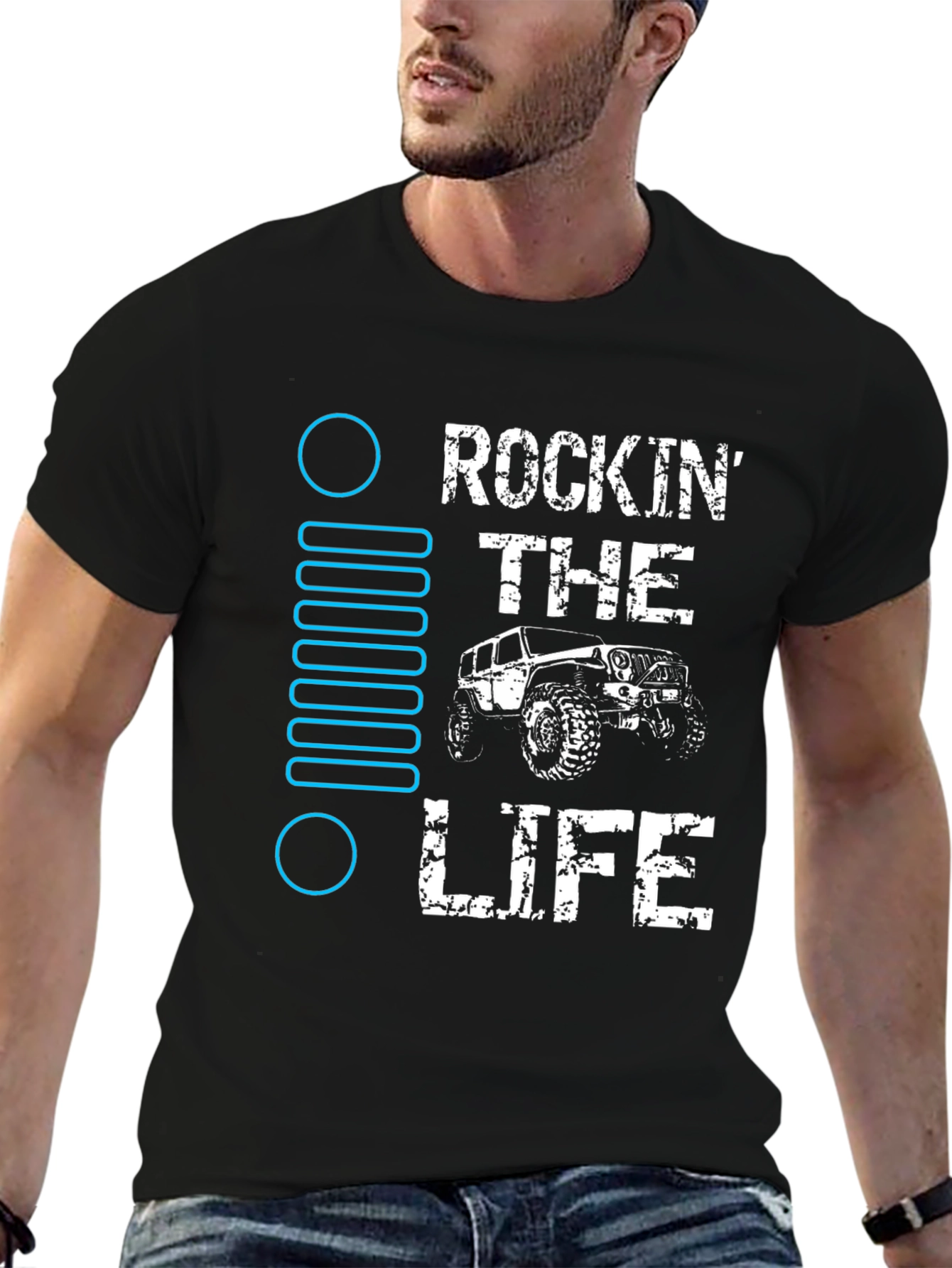 Rockin the Life Black Jeep T-Shirt