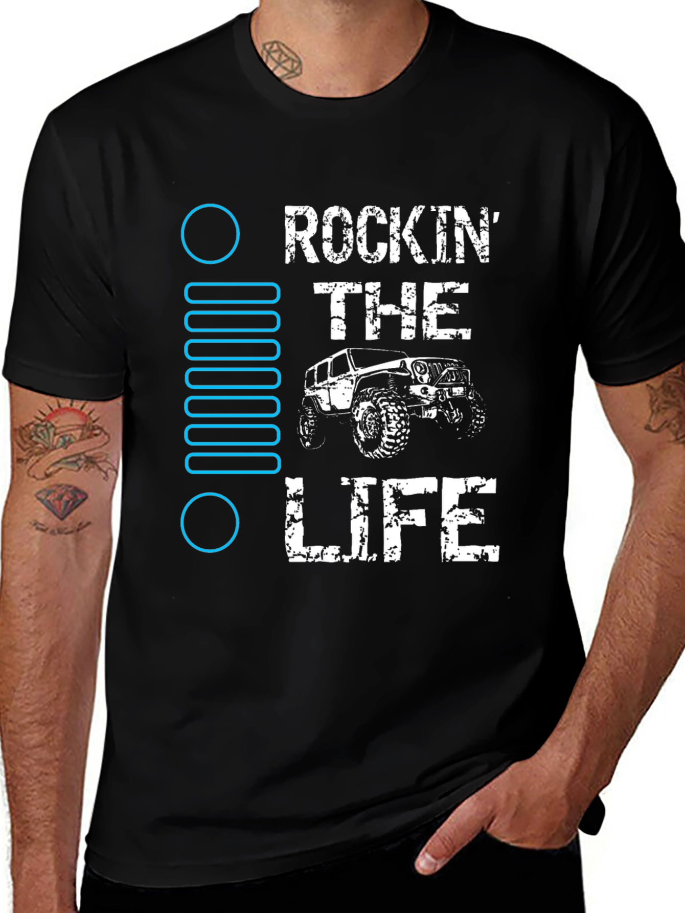Rockin the Life Black Jeep T-Shirt