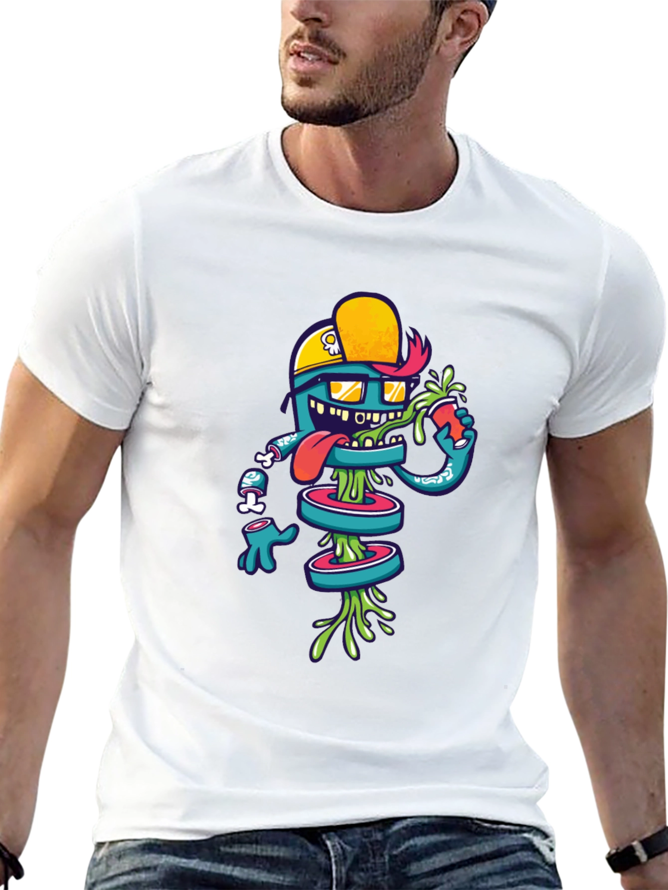 Funky Graphic Tee: Cartoon Character Design