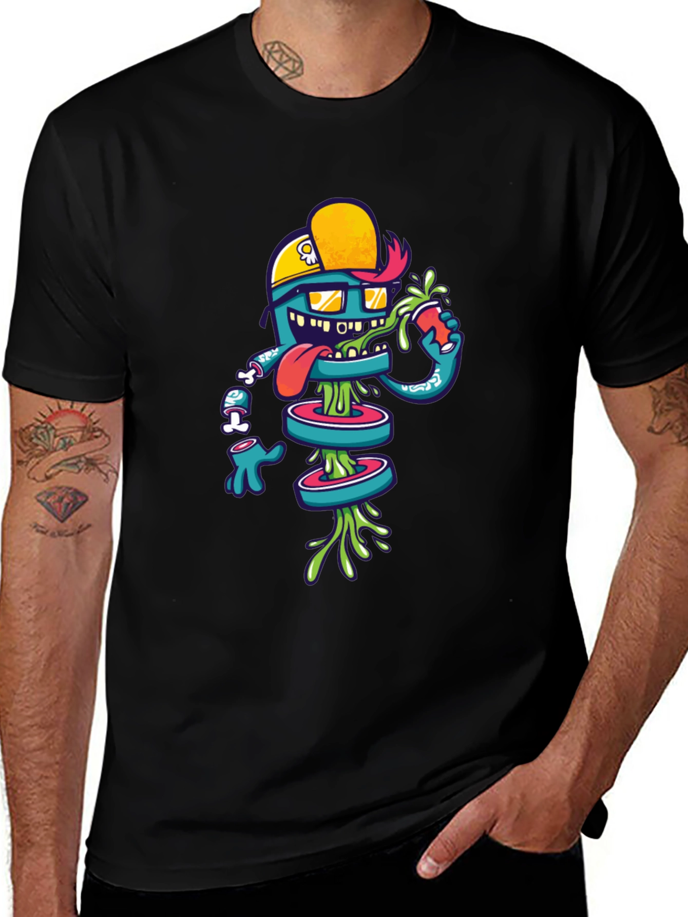 Funky Graphic Tee: Cartoon Character Design