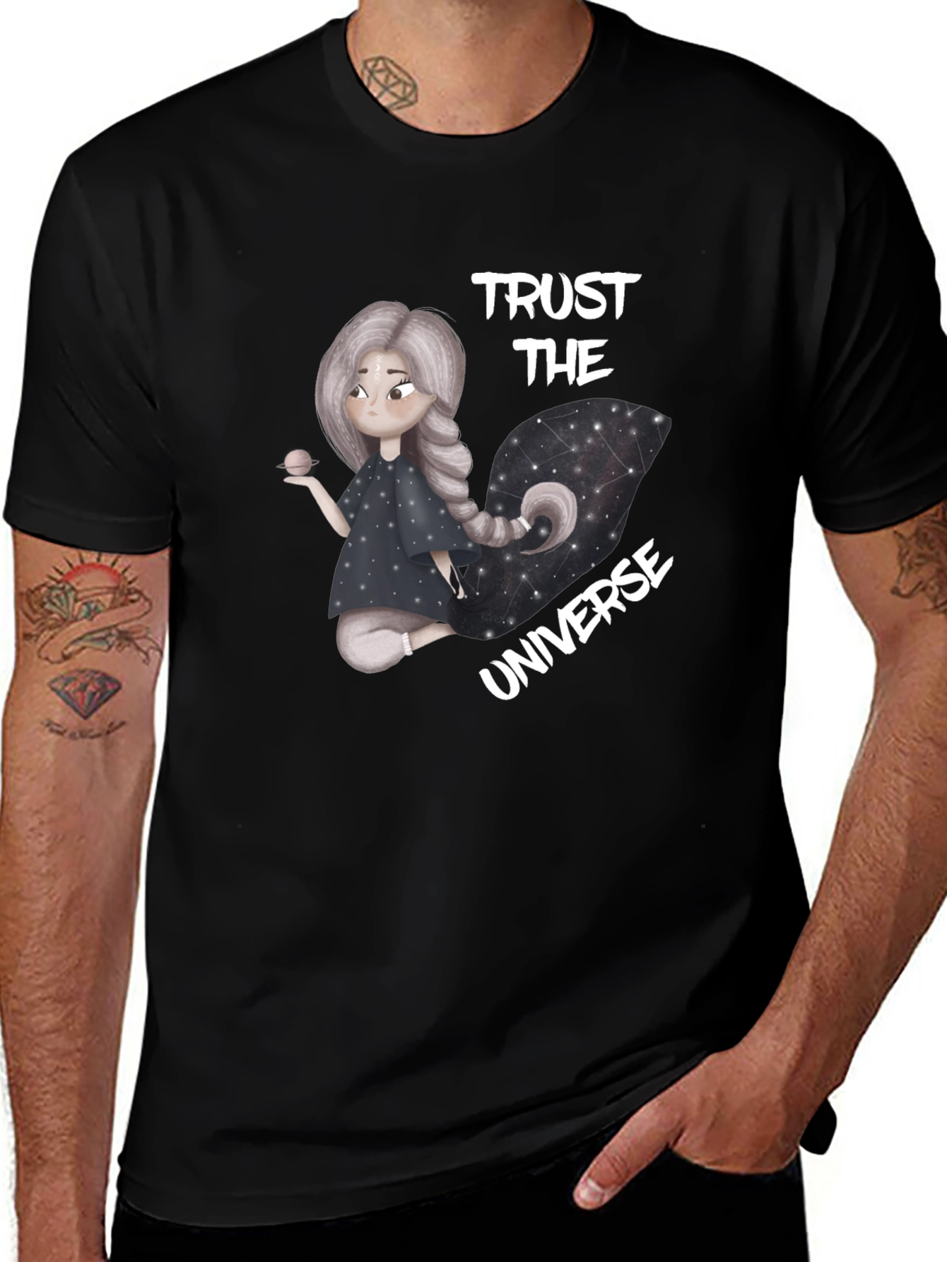 Trust the Universe Graphic Tee - Black Cotton Blend