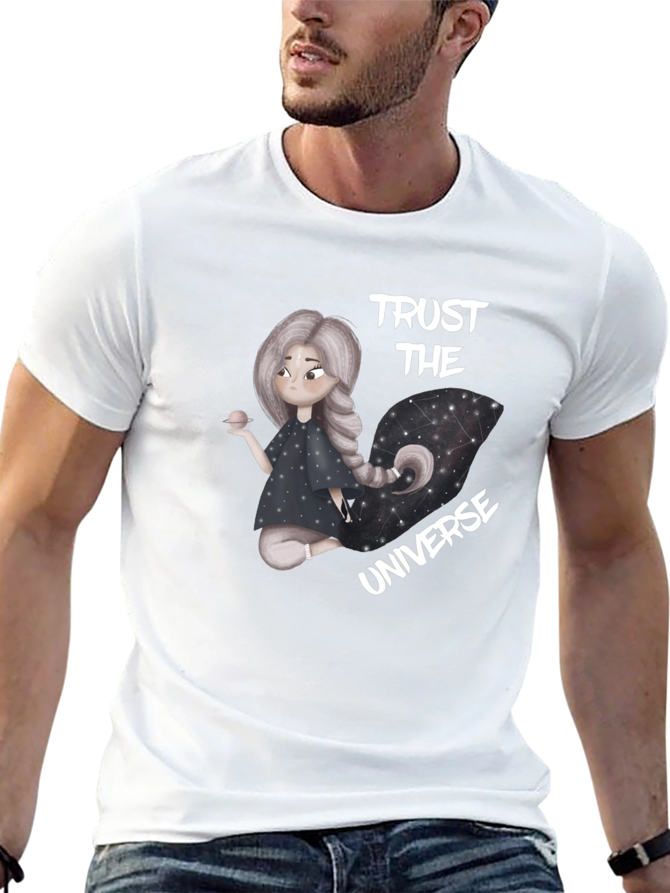 Trust the Universe Graphic Tee - Black Cotton Blend